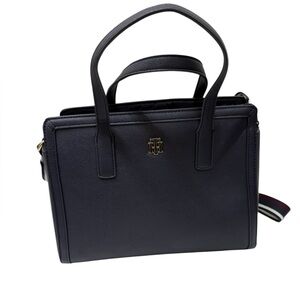 Tommy Hilfiger Black Satchel with Gold Accents